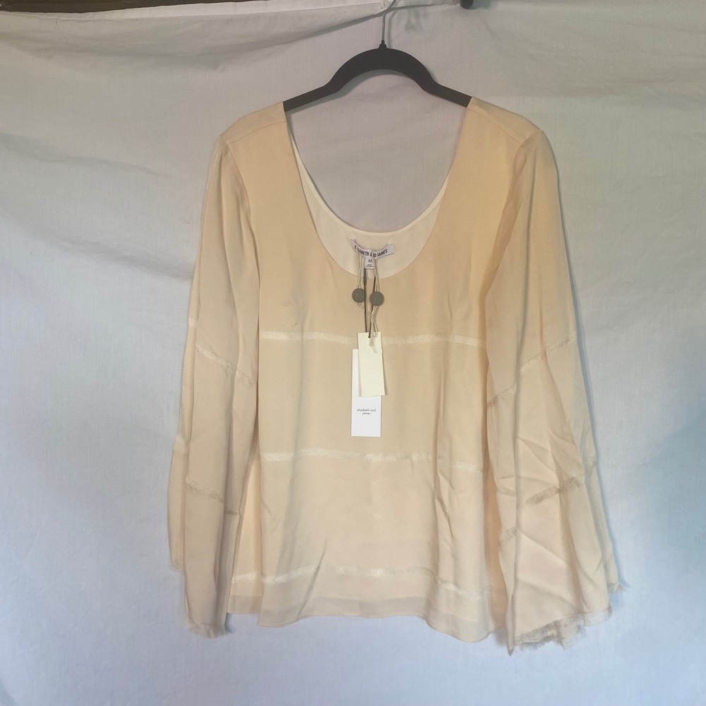 Elizabeth and James Jesper Silk Bell SleeveTop MeadowYellow MSRP $535 NWT Medium